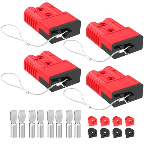 Anderson Connector, 175AMP 1/0AWG Battery Quick Connect w/Hard Cover 12V-36V Anderson Plug Winch Wiring Kit for Cable RV Truck Winch (4pcs)-RED - size: Red-4pcs