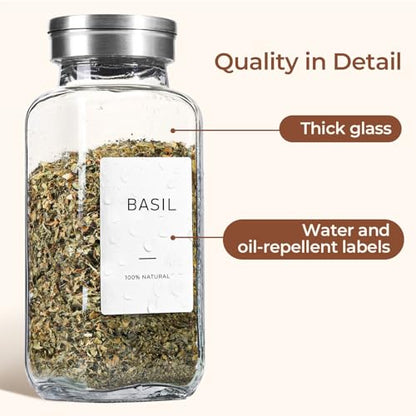 ComSaf Glass Spice Jars with Shaker Lids 8 oz 6 Pack Square - size: 8 fl oz x 6 - Shaker Lids