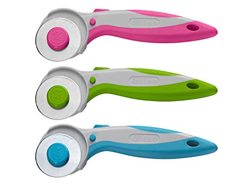 Elan 45mm Rotary Cutter for Fabric Green, Ergonomic Rotary Fabric Cutter Wheel with Built-in Blade Safety Lock, Cutting Wheels for Sewing and Quilting