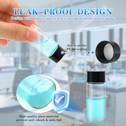 4ml Clear Glass Vials with Lids 100pcs Sample Bottle with Droppers & Lables - size: 4ml 100pcs