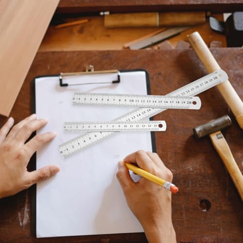 Angoily Yard Stick, 3 Pcs Ruler Metal Meter Stick Machinist Tools