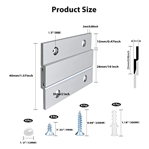 French Cleat Picture Hanger 2 Inches Aluminum Z Hanger 2 Pairs - size: 2 Inch-Standard
