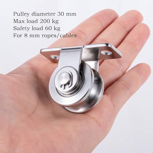 Cable Pulley 30mm Wheel Wall Mount, Bearings Inside, Stainless Steel Rope Pulley for Pulley System, Sliding Gate 1Pack - style: Pulley-30mm