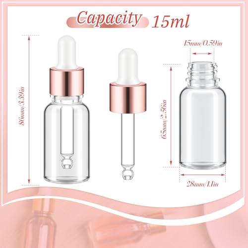 Didaey 100 Pcs Mini Glass Oil Dropper Bottle, 15 ml, Rose Gold - color: Rose Gold, size: 15 ml
