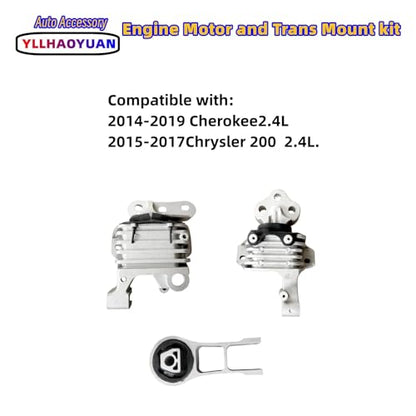 Yllhaoyuan Set of 3 Hydraulic Engine & Transmission Mounts - size: 2014-2019 Cherokee 2.4L