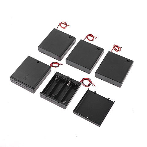 4 x 1.5V AA Battery Case Holder, Black, 2 Pack