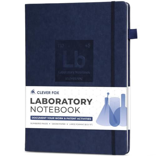Clever Fox Laboratory Notebook, Lab Notebook, Chemistry Research, Dark Blue - color: Dark Blue
