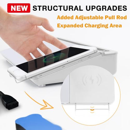 SELEAD Desktop Glass Whiteboard with Wireless Charger and Storage, White - color: White, size: 16"x7"