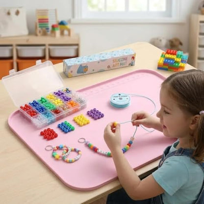 AWOKE Silicone Craft Mat 24"x 16" with Raised Edges for Kids & Painting - color: Pink