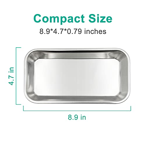 Yzurbu 3pcs Metal Tray, Stainless Steel Tray for Tattoo Supplies, Resin, Bathroom, Lab Instrument - size: 3pcs