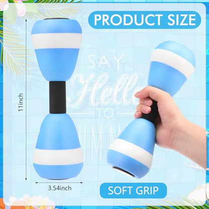Seenelling Water Aerobics Set for Adults Neoprene Swim Gloves 2 Foam Aquatic Dumbbells Pool Exercise Equipment Water Weights for Aquatic Fitness Low Impact Pool Workouts - color: Blue