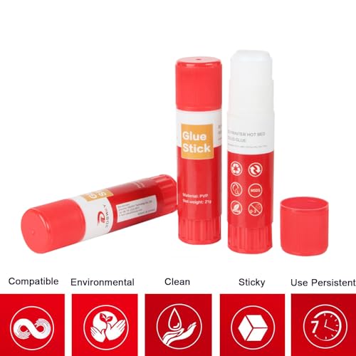 3D Printer Glue Stick – PVP Solid Glue for Heat Bed, Prevents Warping, Easy Release & Washable, Compatible with PLA,ABS,HIPS,PET,ASA Filaments, and Various Build Plates (Red) - color: Red