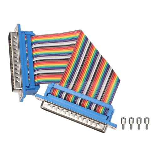 MECCANIXITY IDC Rainbow Wire Flat Ribbon Cable DB37 Male to DB37 Female 3.9 Inch Length 2.54mm Pitch Breadboard Jumper Wires for Electronic Projects - size: 3.9 Inch, style: DB37 Male to DB37 Female