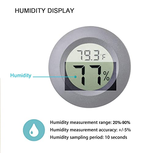 4-pack Mini Hygrometer Thermometer Fahrenheit Indoor Room Round Humidity Temperature Gauge for 3D Printer Home Jars Reptile Incubator Guitar Case