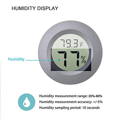 4-pack Mini Hygrometer Thermometer Fahrenheit Indoor Room Round Humidity Temperature Gauge for 3D Printer Home Jars Reptile Incubator Guitar Case