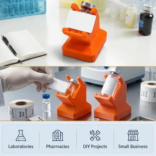 2 Pcs Vial Label Applicator Tool for 3mL (40x20mm Labels) and 10mL(50x30mm Labels) Precision Alignment Guide for Fast Batch Labeling, Ergonomic Tilted Desktop Design for DIY & Lab