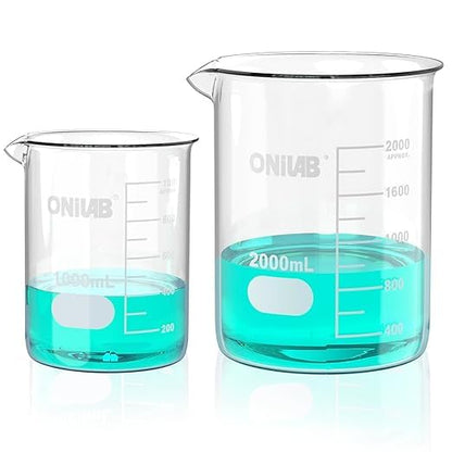 ONiLAB Glass Beaker Set, 1000mL & 2000mL, 2 Pcs - style: 1000ml/2000ml