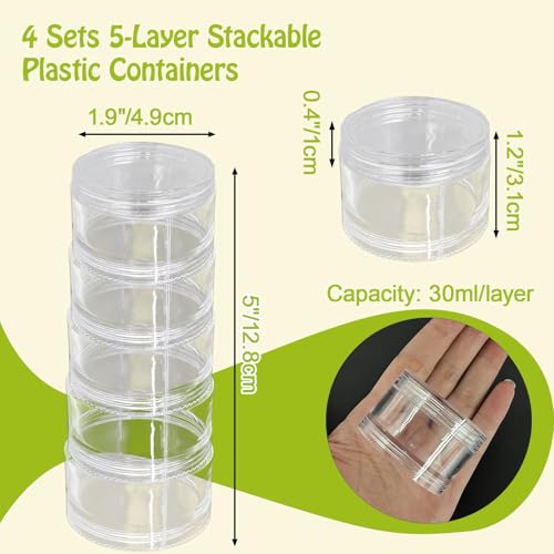Luomorgo Stackable Clear Plastic Containers, 30ML, 5-Layer, 4 Sets - size: 30ML