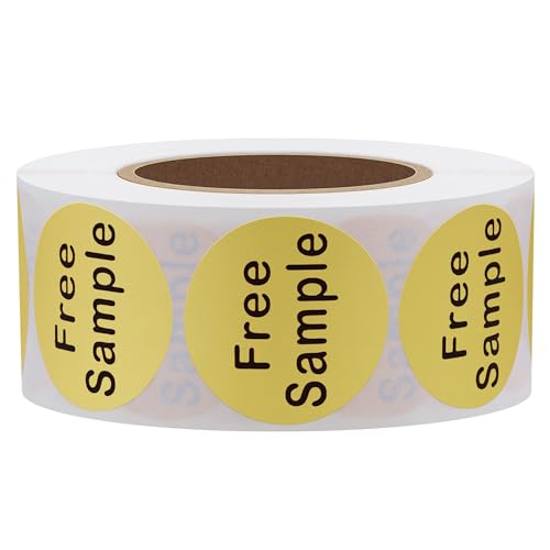 Hybsk Free Sample Stickers 1 Inch Round Retail Store Sale Displays Adhesive Labels for Inventory Control Total 500 Per Roll (Gold) - color: Gold