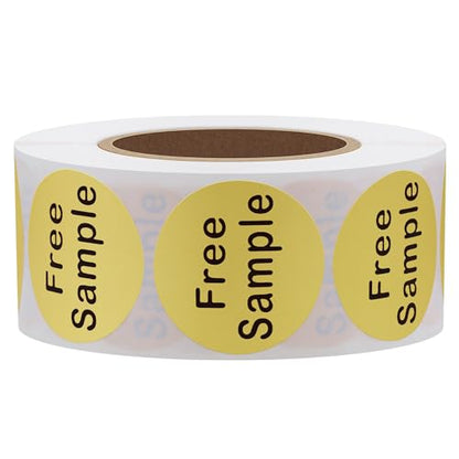 Hybsk Free Sample Stickers 1 Inch Round Retail Store Sale Displays Adhesive Labels for Inventory Control Total 500 Per Roll (Gold) - color: Gold