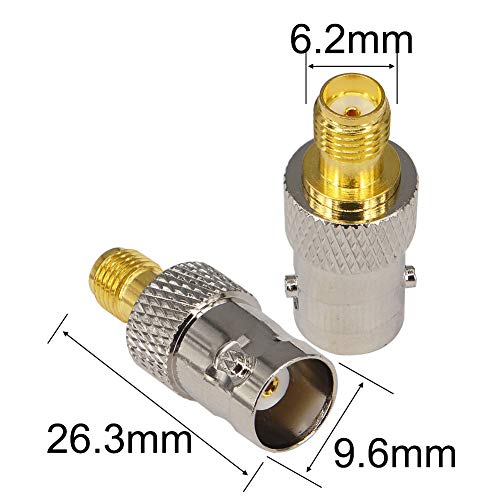 BNC to SMA Female Adapter - SDR Ham Radio Compatible Pack of 2 - size: BNC Female to SMA Female