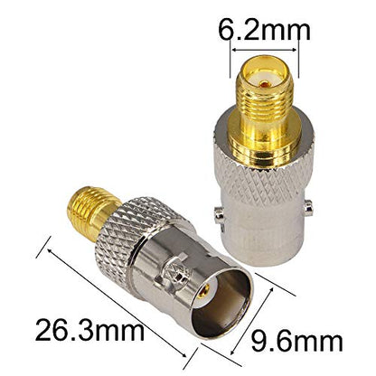 BNC to SMA Female Adapter - SDR Ham Radio Compatible Pack of 2 - size: BNC Female to SMA Female
