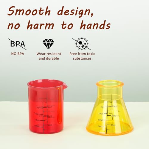 Plastic Glasses Chemistry Shots，4 Plastic Laboratory Glasses, Cool Chemistry Graduation Gag Gift, Unique Drinking Gifts for Men and Women