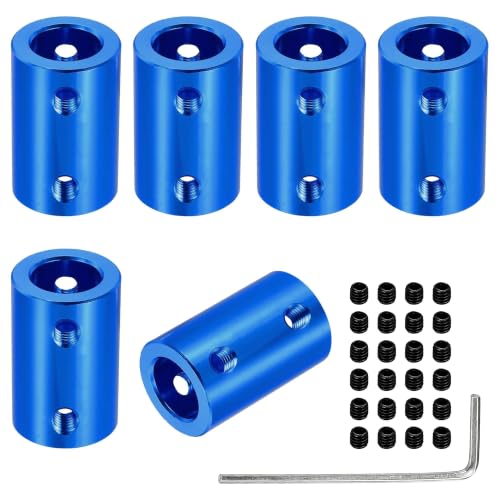 6 Pcs 5mm to 8mm Rigid Shaft Coupler – Aluminum Alloy Motor Connector with 4-Screw Locking for 3D Printer & CNC - size: 5mm to 8mm