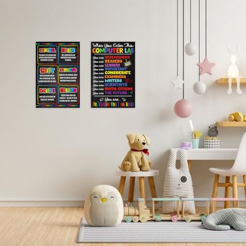 2Pcs Computer Lab Posters, 12"x18", Computer Classroom Posters, No Frame - color: Computer set2