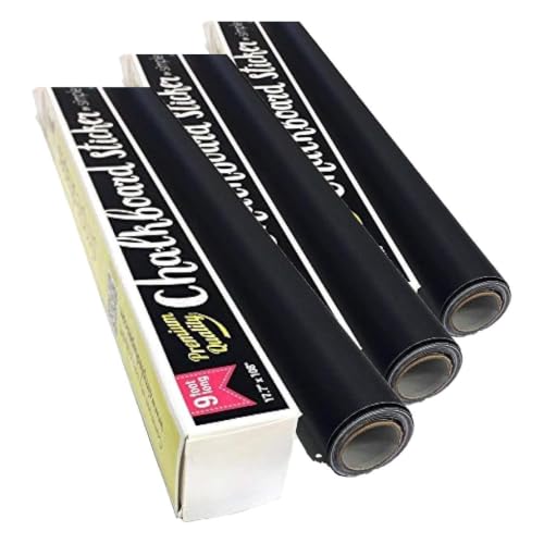 Extra Large Chalkboard Peel and Stick Paper 9 Feet roll (108 inches) + (5) Color Chalk Included - by Simple Shapes (Pack of 3) - size: 108 inches x 17.7 inches (Pack of 3)