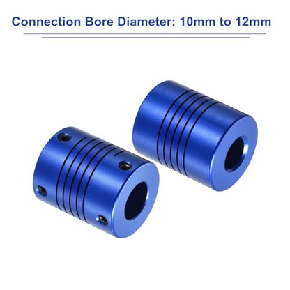 uxcell 2Pcs 10mm to 12mm Aluminum Alloy Shaft Coupling L30xD25 Flexible Coupler with Screws Beam for 3D Printer CNC Machine DIY Encoders and Motors Shaft,Blue - size: 10mm to 12mm