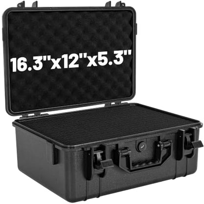 TORIBIO Hard Carrying Case with Foam, Shockproof Storage Box 16.3"x12"x5.3" - size: 16.3" x 12" x 5.3"