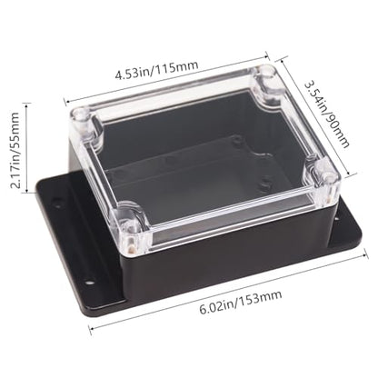 Junction Box IP65 Waterproof ABS Plastic Electrical Project Case Power Junction Boxes, Clear Cover Project Box with Fixed Ear 4.53x3.54 x2.17 inch (115 x 90 x55 mm) - color: Clear, size: 4.53"x3.54"x2.17"