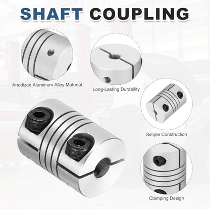 MECCANIXITY 2 Pcs 5 to 5mm Flexible Shaft Coupling 20mm L 15mm Dia - size: 5 to 5mm