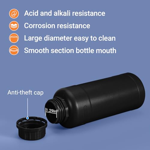 16 oz Black HDPE Wide Mouth Bottles, Light-Proof Plastic Storage Bottles with Leakproof Sealed Caps, 4 Pack - color: Black, size: 16 Ounces