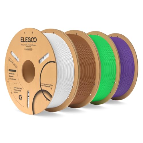 ELEGOO PLA 3D Printer Filament 1.75mm 4KG White/Brown/Neon Green/Purple - color: White/Brown/Neon Green/Purple, size: 4kg