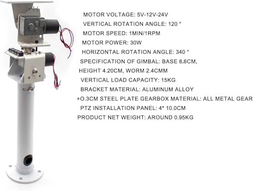 DIY Dc Double Axis Solar, Wind Power DIY Kit Dc Two-Axis Ptz Solar Tracking and Monitoring Robot, Heavy Load High Torque All Metal X Axis Y Axis