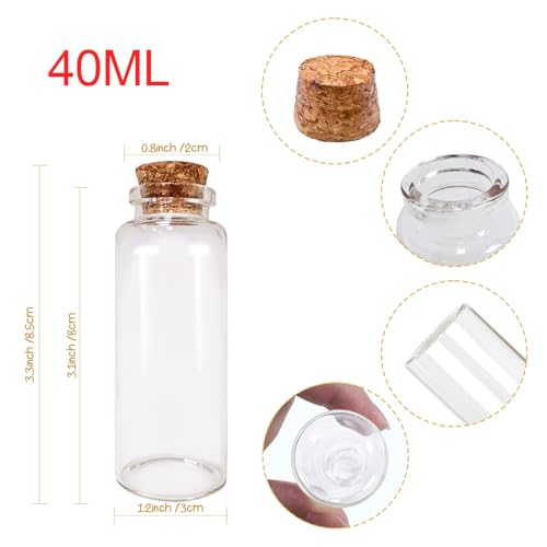 OurWarm 32 pcs 40ml Potion Bottles, Small Glass Bottles with Cork Lids - size: 32pcs - 40ml