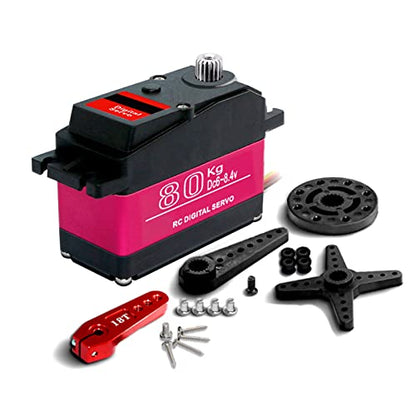 GoolRC Digital Servo 80kg Metal Gear 270?High Torque Digital Servo High Torque Servo Waterproof Replacements for 1/5 HSP HPI RC Car Baja Car - size: 180 degree