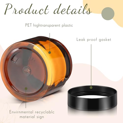 SATINIOR 24 Pieces Clear Plastic Jars with Lids, Amber Lid, 4 oz - color: Amber Lid, size: 4 oz