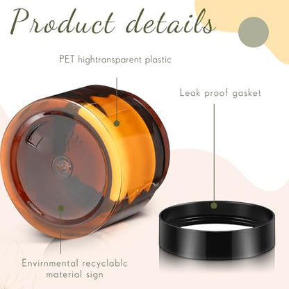 SATINIOR 24 Pieces Clear Plastic Jars with Lids, Amber Lid, 4 oz - color: Amber Lid, size: 4 oz