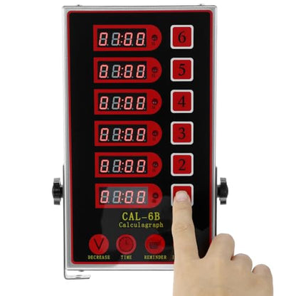 QWORK Kitchen Timers for Cooking – 6 Channel Commercial Kitchen Timer with Ultra-Loud Alarm, LED Display, No Battery Needed, for Restaurants and Catering