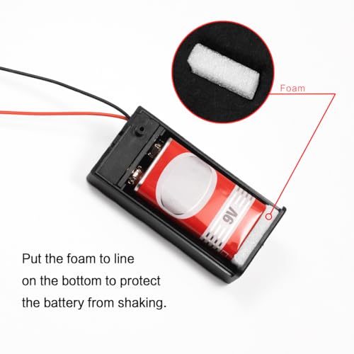 (Pack of 5 9v Battery Holder, 9 Volt Battery Holder with Switch, 9v Battery Case with Switch