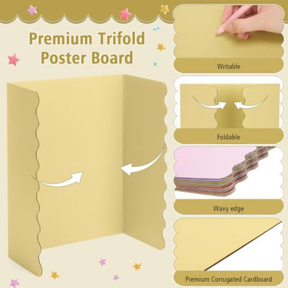 Mooliwe 10 Pack Scalloped Trifold Poster Board, 21" x 14", Macaron, Pastel - color: Macaron, size: 21" X 14"