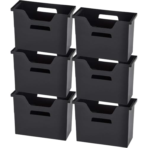 IRIS USA 6-Pack Medium Desktop File Box with Open Lid, Black - color: Black, style: Medium Open Top - 6 Pack