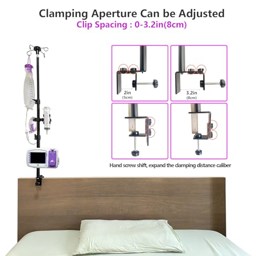 Feeding Tube Holder Stand Compatible Infinity Kangaroo Pump Rack for Gravity Syringe,Portable IV Pole for Travel,Enteral Gastrostomy Telescopic Pole,NG Tube Supplies Accessories (43 Inchs with Clamp) - size: 43 Inchs with Clamp
