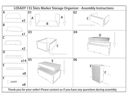 Marker Organizer, 135-Slot Marker Holder with Adjustable Dividers - size: 135 Holes