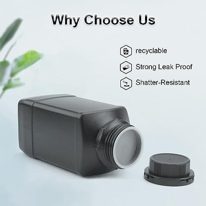 Heyiarbeit 2pcs Plastic Lab Chemical Reagent Bottle 1000ml/34oz Wide Mouth Sample Sealing Liquid Storage Container Black Cap - size: 1000ml (2pcs)