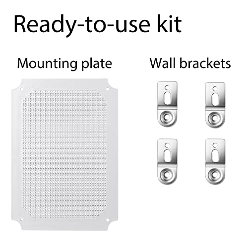 Gratury Junction Box, IP67 Waterproof Plastic Enclosure for Electrical Project, Hinged Grey Cover, Includes Mounting Plate and Wall Bracket - color: Grey, size: 14.6"×10.6"×5.9"