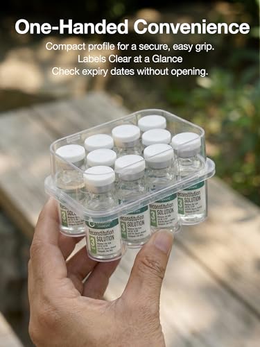 SUNMON 10-Slot Peptide Case for Fridge, 3ml Vial Storage Case for Refrigerator, 3ml Insulin Vial Holder for Diabetic Care (1 Pcs) - size: 3ml-10 Slot